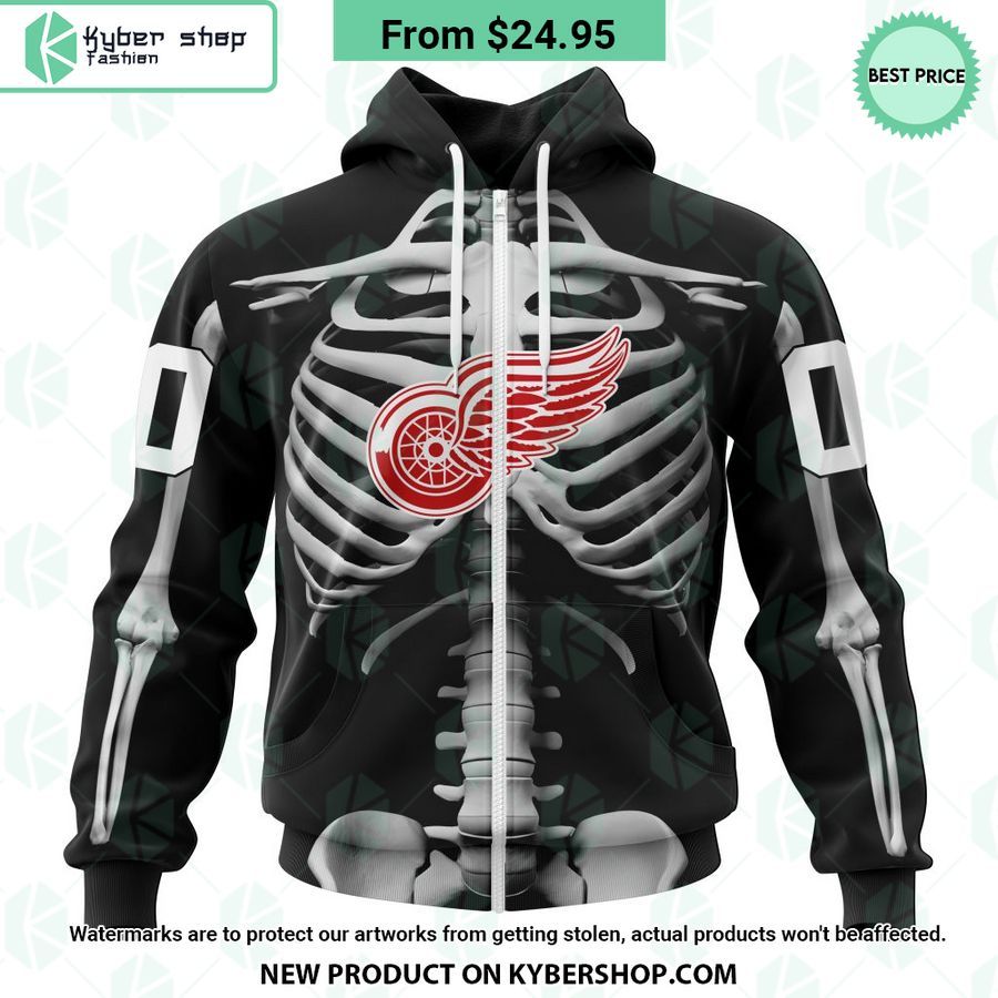 NHL Detroit Red Wings Skeleton Costume Halloween CUSTOM Hoodie