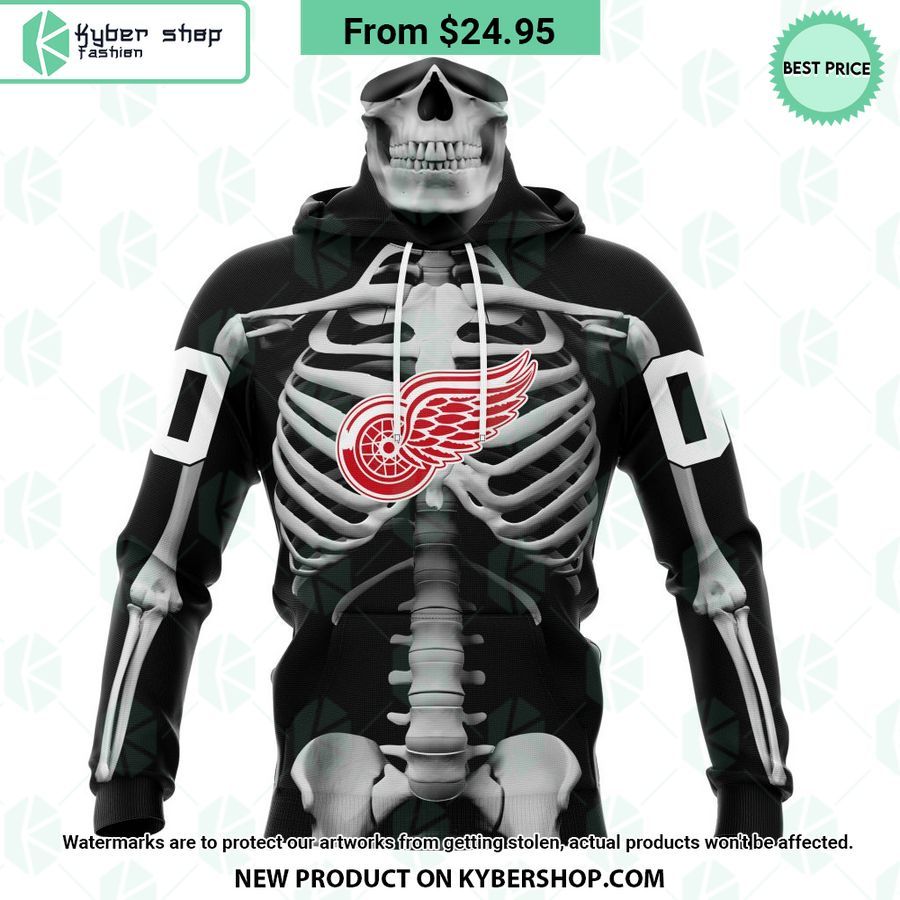 NHL Detroit Red Wings Skeleton Costume Halloween CUSTOM Hoodie
