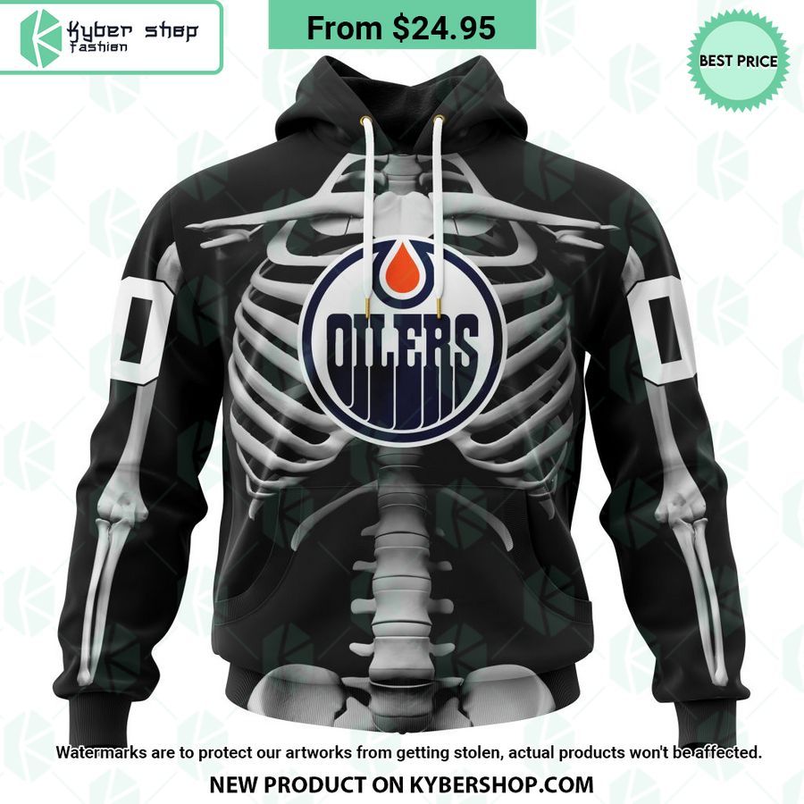 NHL Edmonton Oilers Skeleton Costume Halloween CUSTOM Hoodie