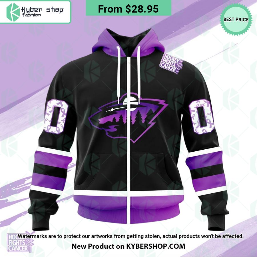 NHL Minnesota Wild Hockey Fights Cancer Hoodie