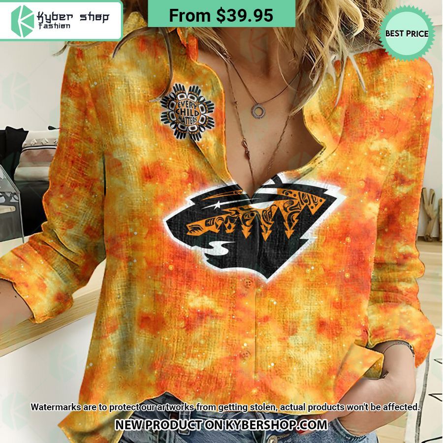 NHL Minnesota Wild Orange Every Child Matter Women Casual Shirt