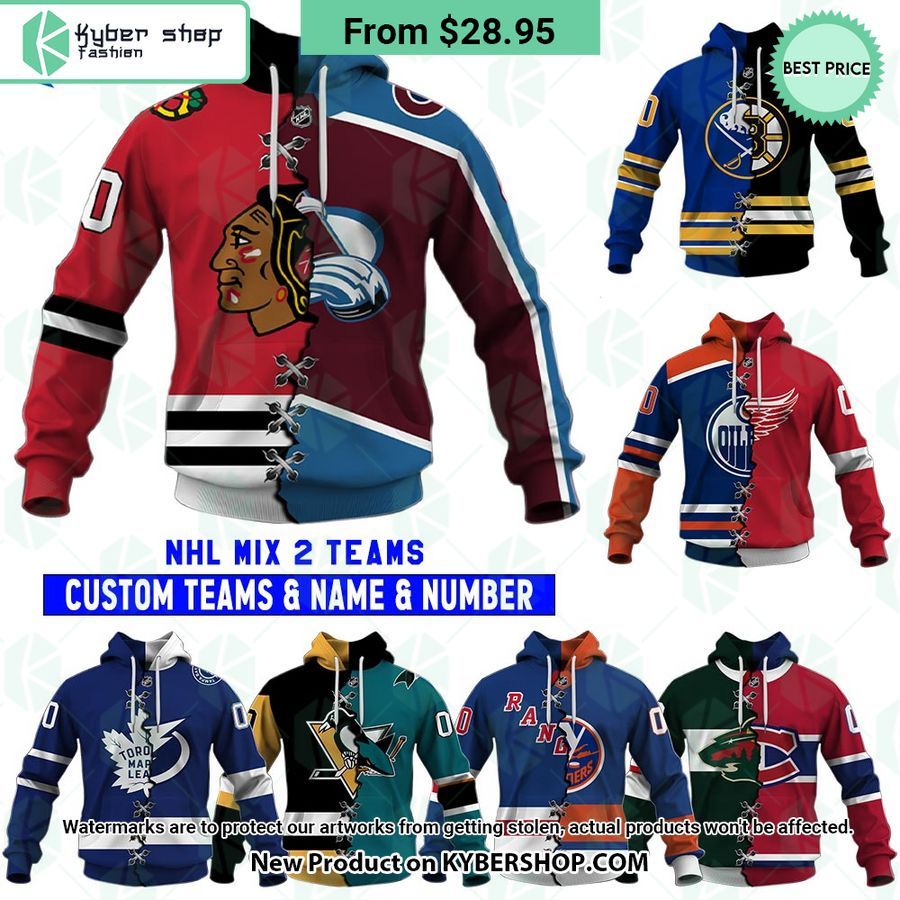 NHL Mix 2 Teams Home Jersey CUSTOM Hoodie