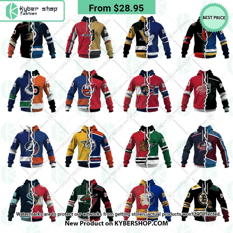 NHL Mix 2 Teams Home Jersey CUSTOM Hoodie
