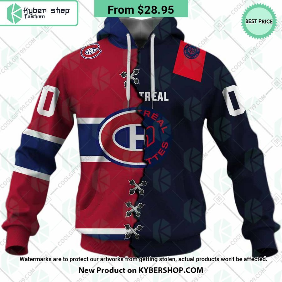NHL Montreal Canadiens Mix CFL Montreal Alouettes Jersey CUSTOM Hoodie