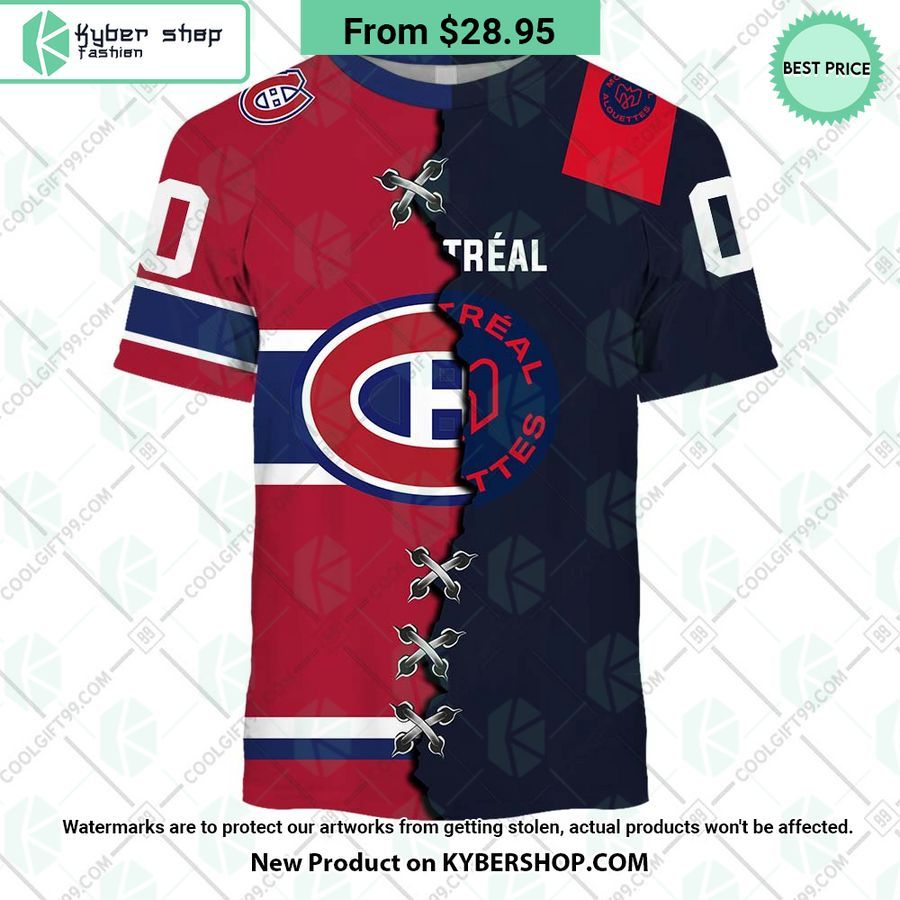 NHL Montreal Canadiens Mix CFL Montreal Alouettes Jersey CUSTOM Hoodie