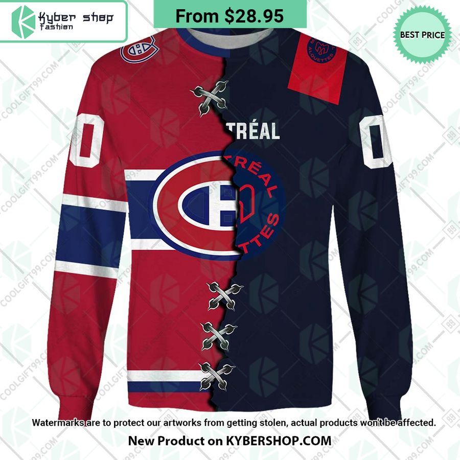 NHL Montreal Canadiens Mix CFL Montreal Alouettes Jersey CUSTOM Hoodie