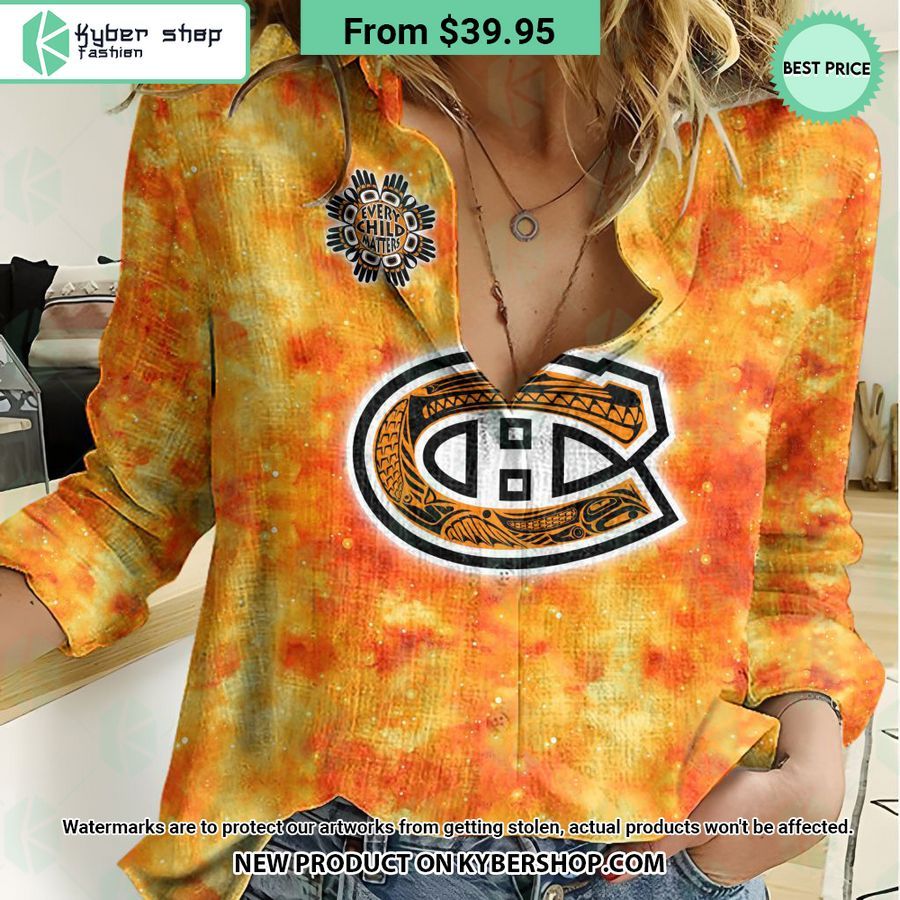 NHL Montreal Canadiens Orange Every Child Matter Women Casual Shirt