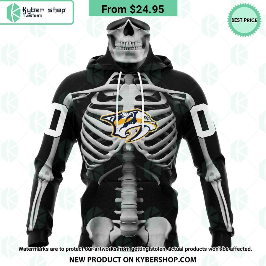 NHL Nashville Predators Skeleton Costume Halloween CUSTOM Hoodie