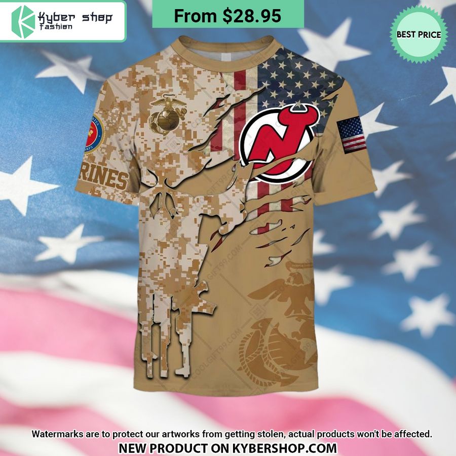 NHL New Jersey Devils Marine Corps Camo CUSTOM Hoodie