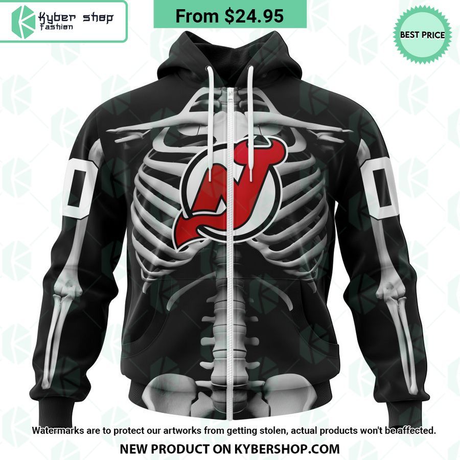 NHL New Jersey Devils Skeleton Costume Halloween CUSTOM Hoodie