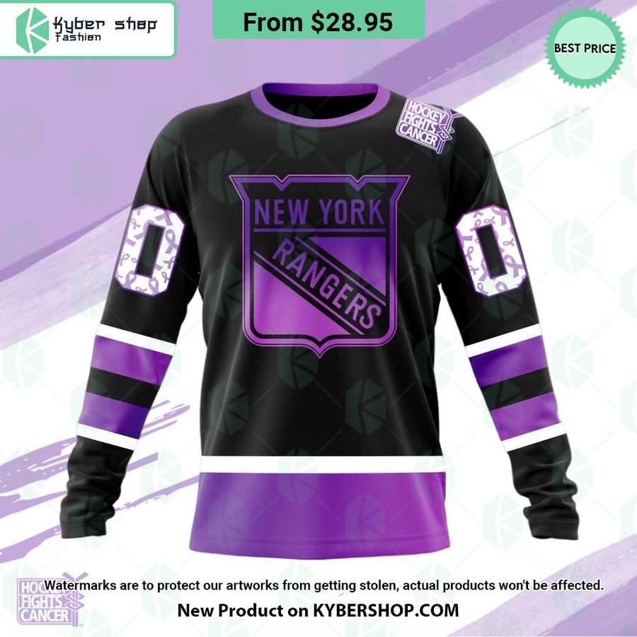 NHL New York Rangers Hockey Fights Cancer Hoodie