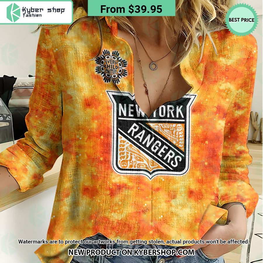 NHL New York Rangers Orange Every Child Matter Women Casual Shirt