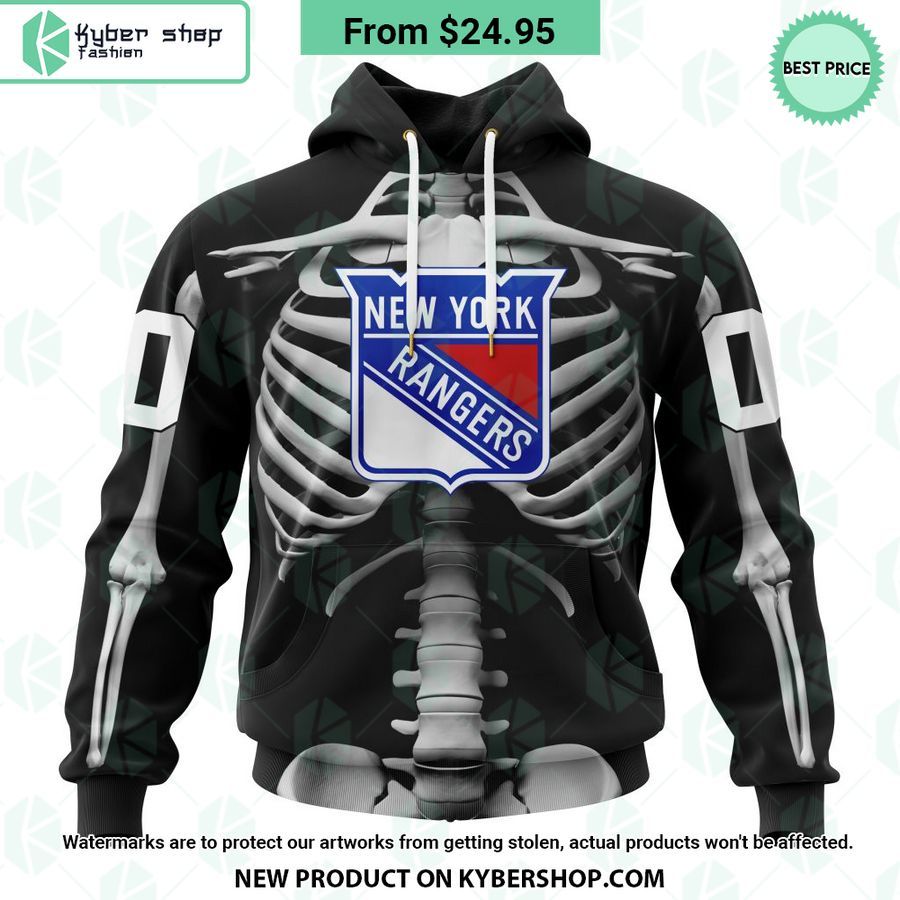 NHL New York Rangers Skeleton Costume Halloween CUSTOM Hoodie