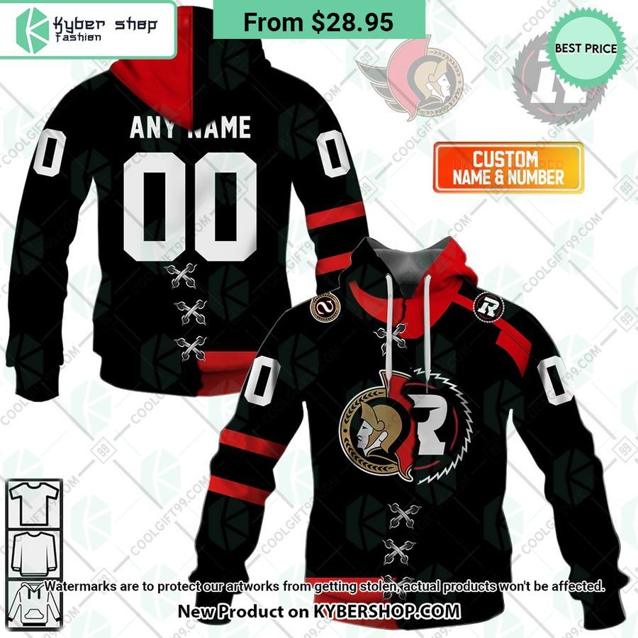NHL Ottawa Senators Mix CFL Ottawa Redblacks Jersey CUSTOM Hoodie