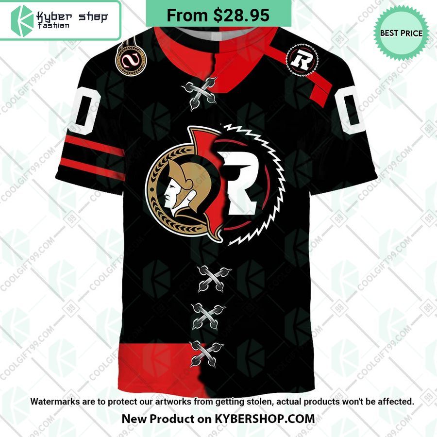 NHL Ottawa Senators Mix CFL Ottawa Redblacks Jersey CUSTOM Hoodie