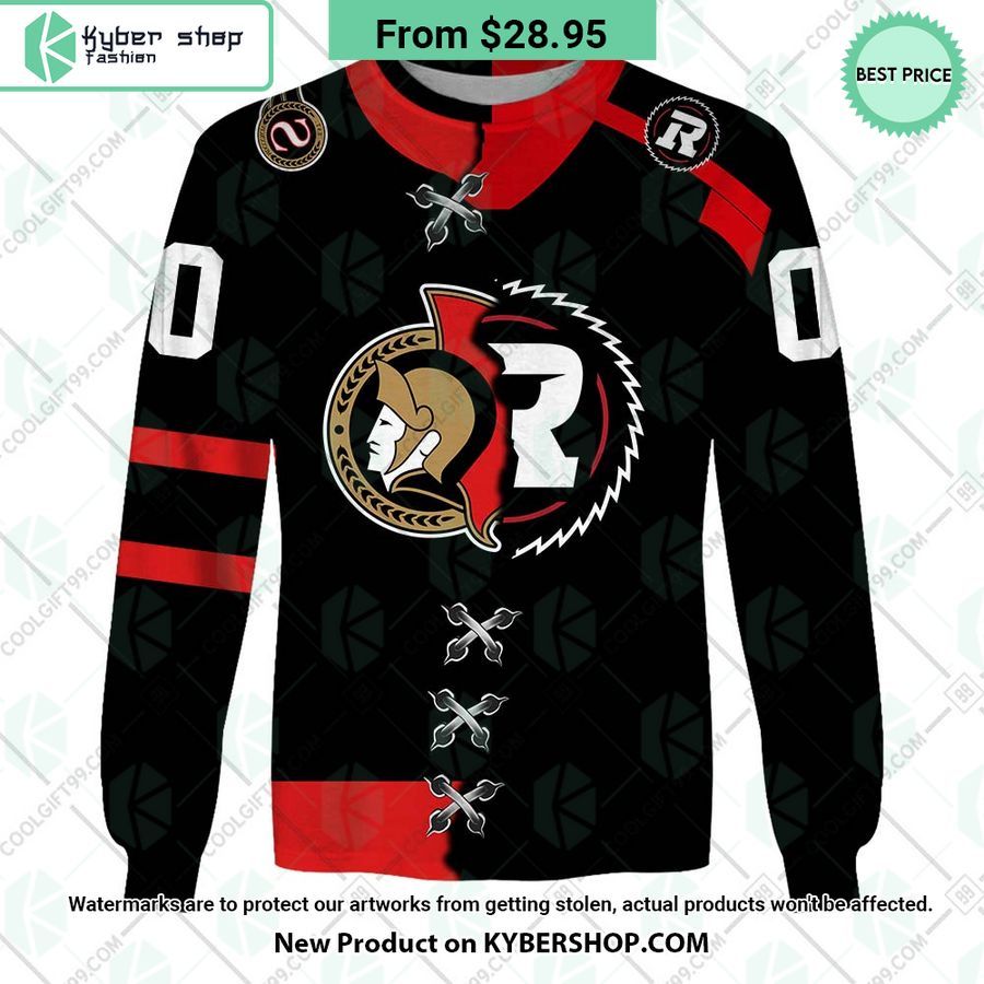 NHL Ottawa Senators Mix CFL Ottawa Redblacks Jersey CUSTOM Hoodie