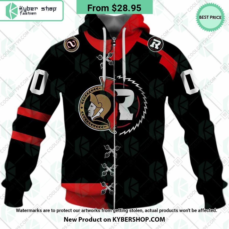 NHL Ottawa Senators Mix CFL Ottawa Redblacks Jersey CUSTOM Hoodie