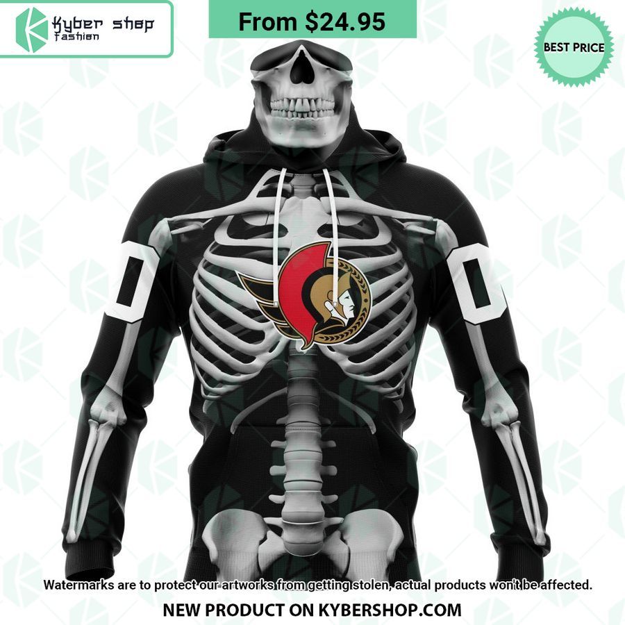 NHL Ottawa Senators Skeleton Costume Halloween CUSTOM Hoodie