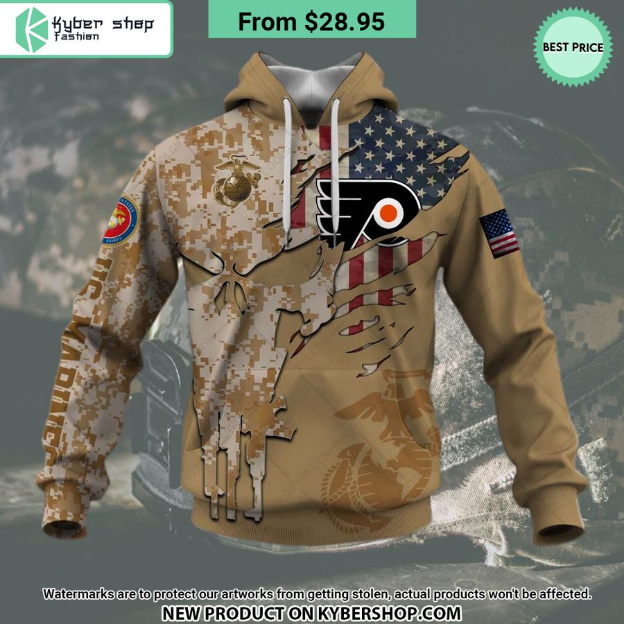 NHL Philadelphia Flyers Marine Corps Camo CUSTOM Hoodie