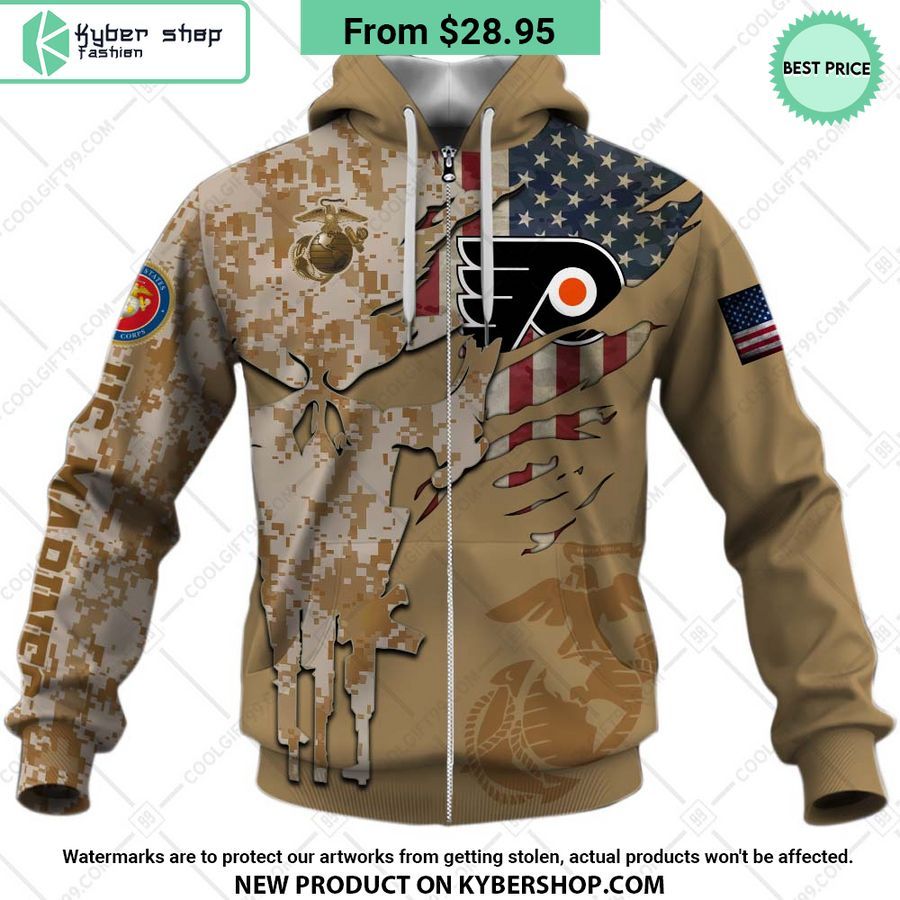 NHL Philadelphia Flyers Marine Corps Camo CUSTOM Hoodie