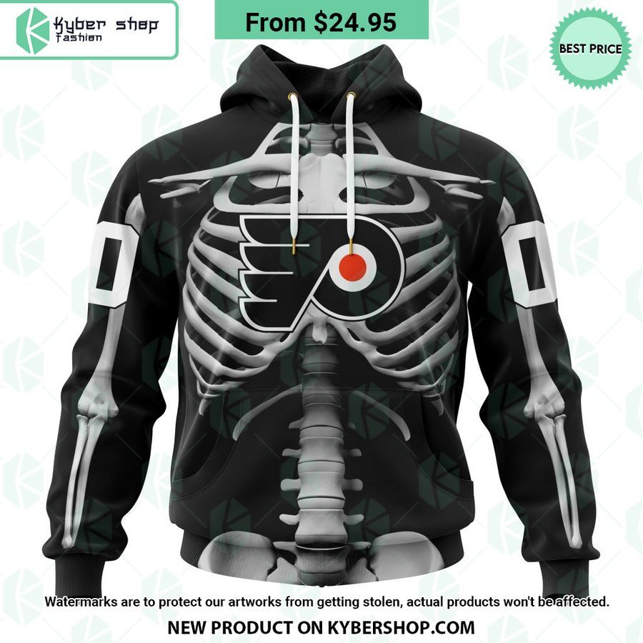 NHL Philadelphia Flyers Skeleton Costume Halloween CUSTOM Hoodie