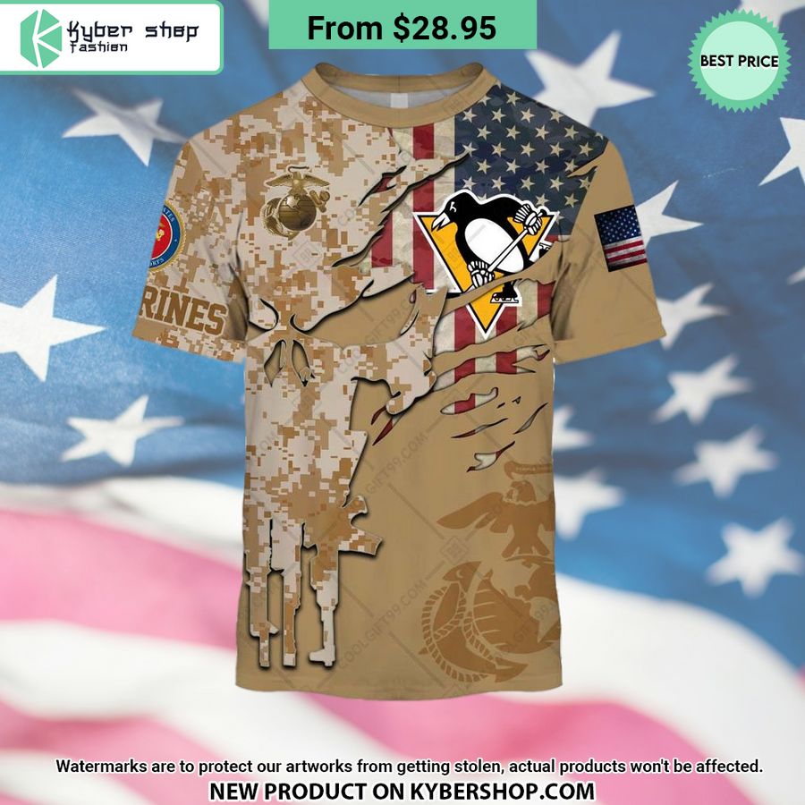 NHL Pittsburgh Penguins Marine Corps Camo CUSTOM Hoodie