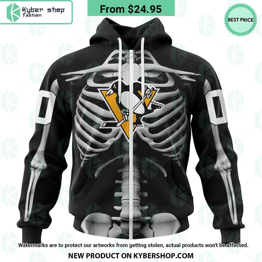 NHL Pittsburgh Penguins Skeleton Costume Halloween CUSTOM Hoodie