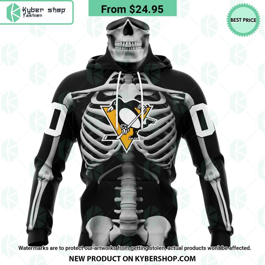 NHL Pittsburgh Penguins Skeleton Costume Halloween CUSTOM Hoodie