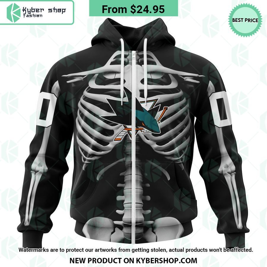 NHL San Jose Sharks Skeleton Costume Halloween CUSTOM Hoodie