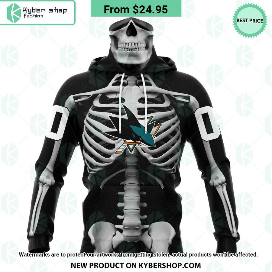 NHL San Jose Sharks Skeleton Costume Halloween CUSTOM Hoodie