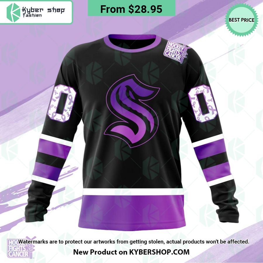 NHL Seattle Kraken Hockey Fights Cancer Hoodie