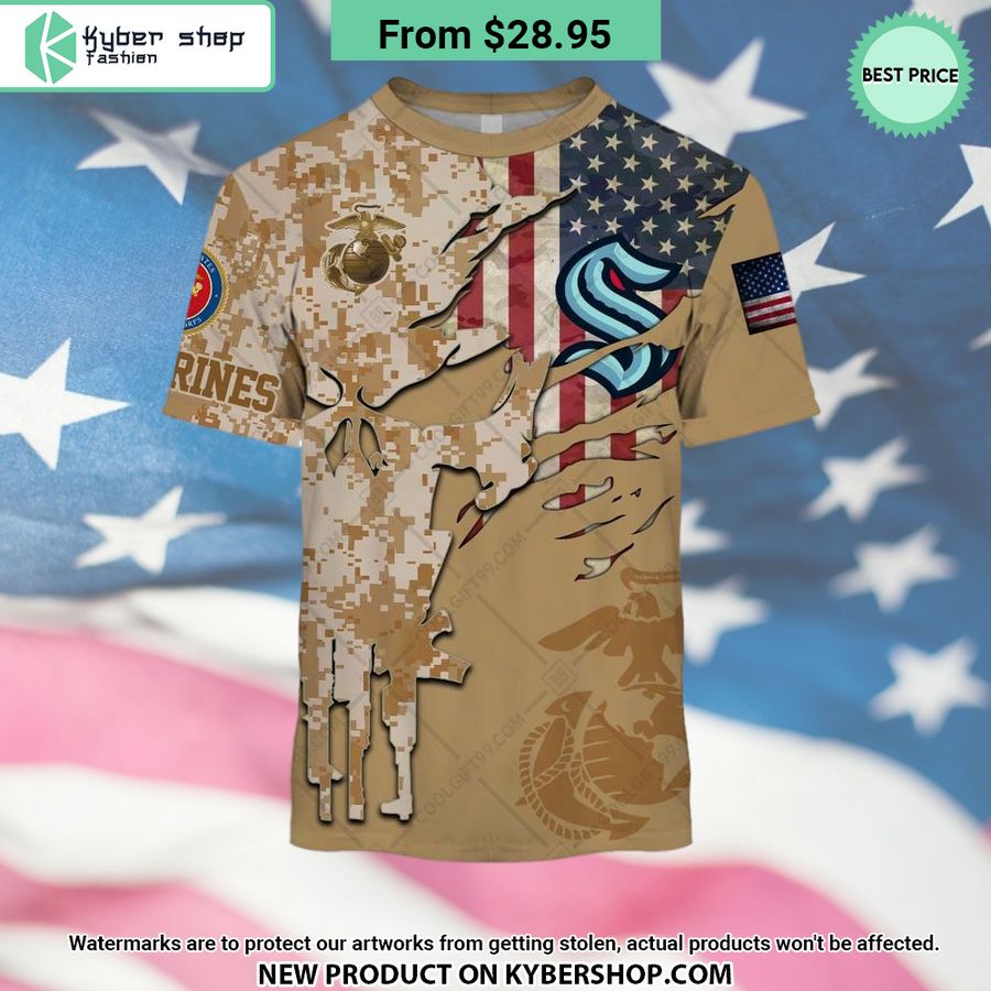 NHL Seattle Kraken Marine Corps Camo CUSTOM Hoodie