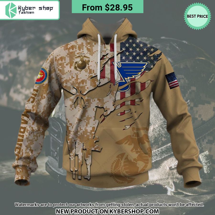 NHL St. Louis Blues Marine Corps Camo CUSTOM Hoodie