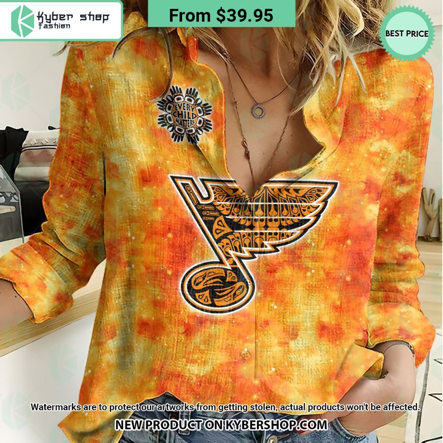NHL St. Louis Blues Orange Every Child Matter Women Casual Shirt