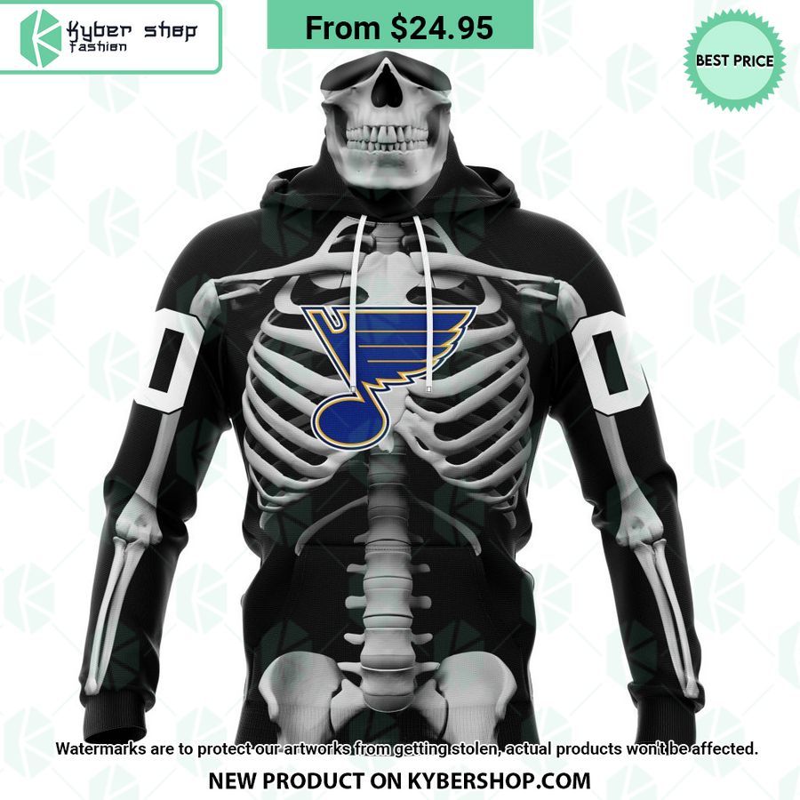 NHL St. Louis Blues Skeleton Costume Halloween CUSTOM Hoodie