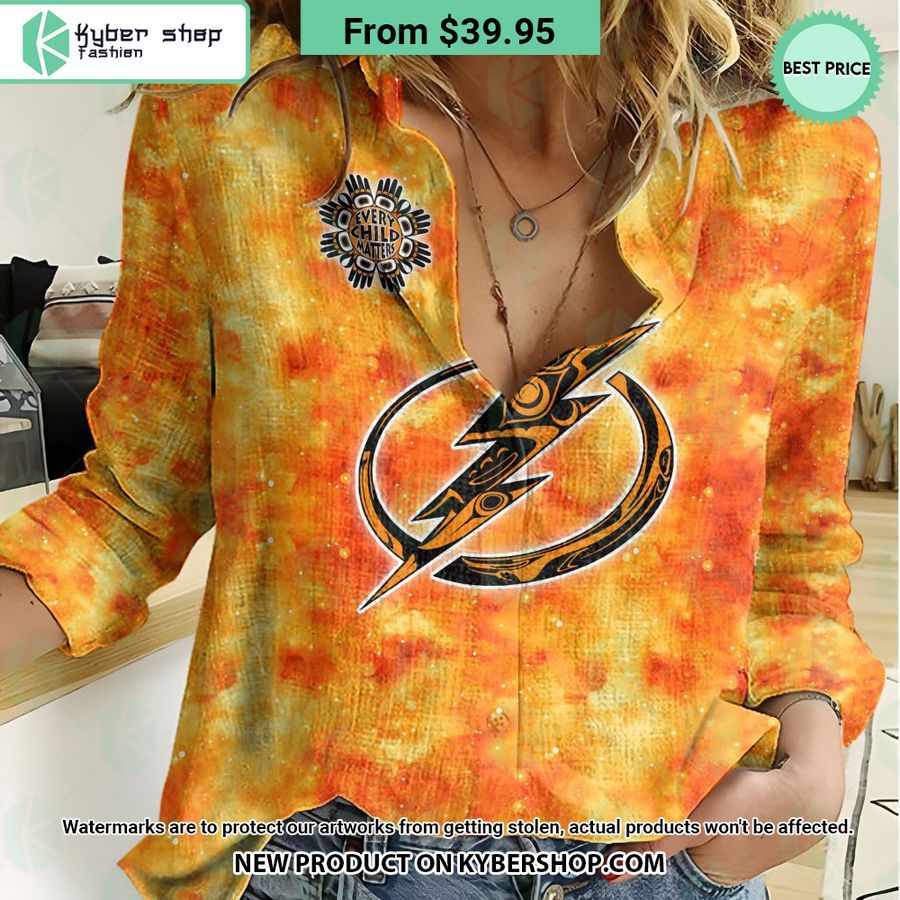 NHL Tampa Bay Lightning Orange Every Child Matter Women Casual Shirt