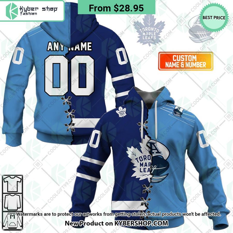 NHL Toronto Maple Leafs Mix CFL Toronto Argonauts Jersey CUSTOM Hoodie
