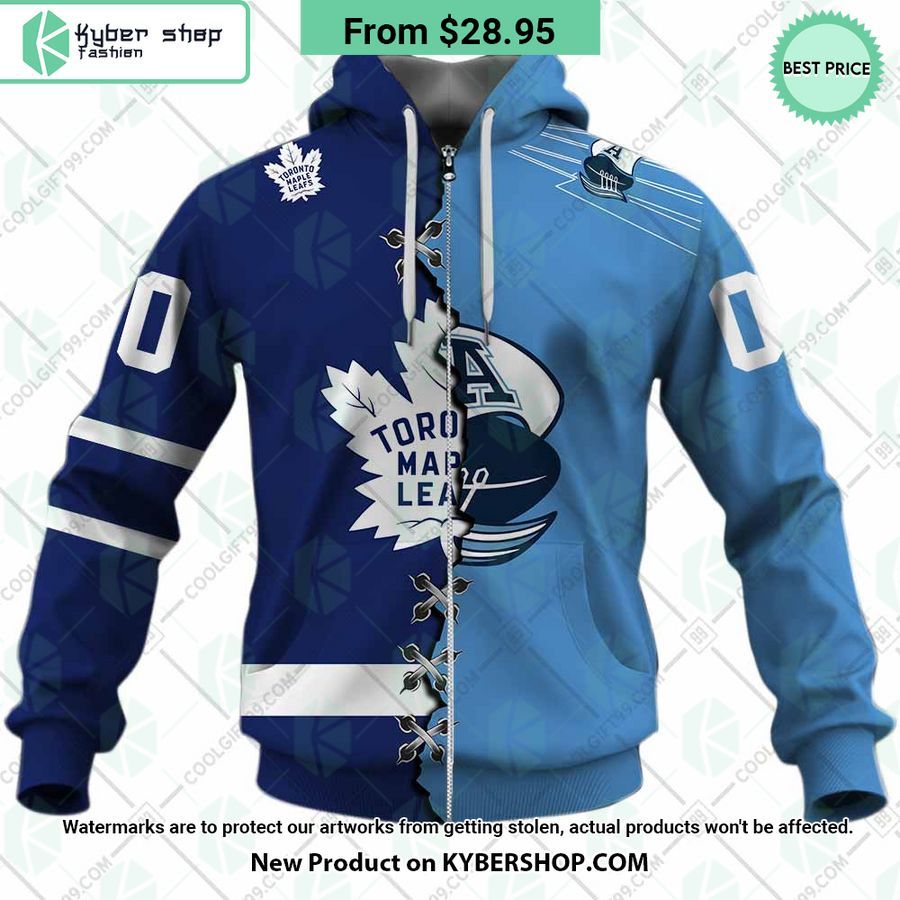 NHL Toronto Maple Leafs Mix CFL Toronto Argonauts Jersey CUSTOM Hoodie