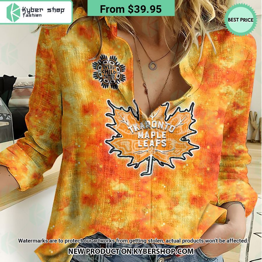 NHL Toronto Maple Leafs Orange Every Child Matter Women Casual Shirt