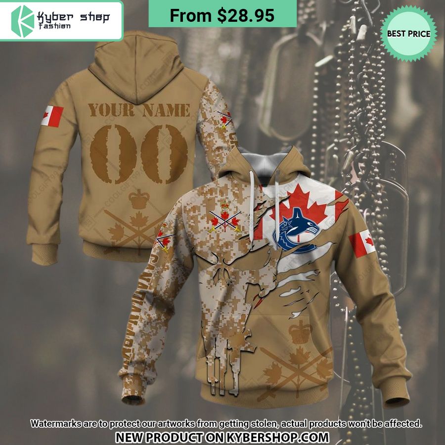 NHL Vancouver Canucks Marine Corps Camo CUSTOM Hoodie