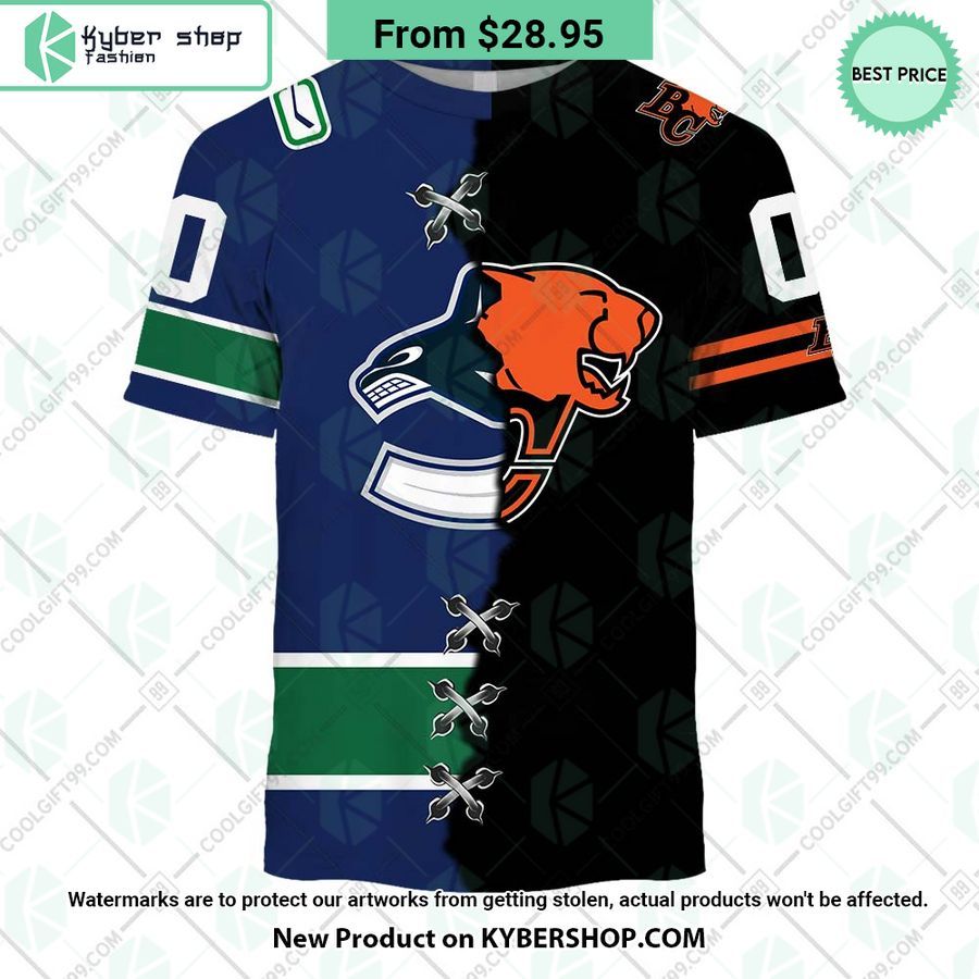 NHL Vancouver Canucks Mix CFL BC Lions Jersey CUSTOM Hoodie