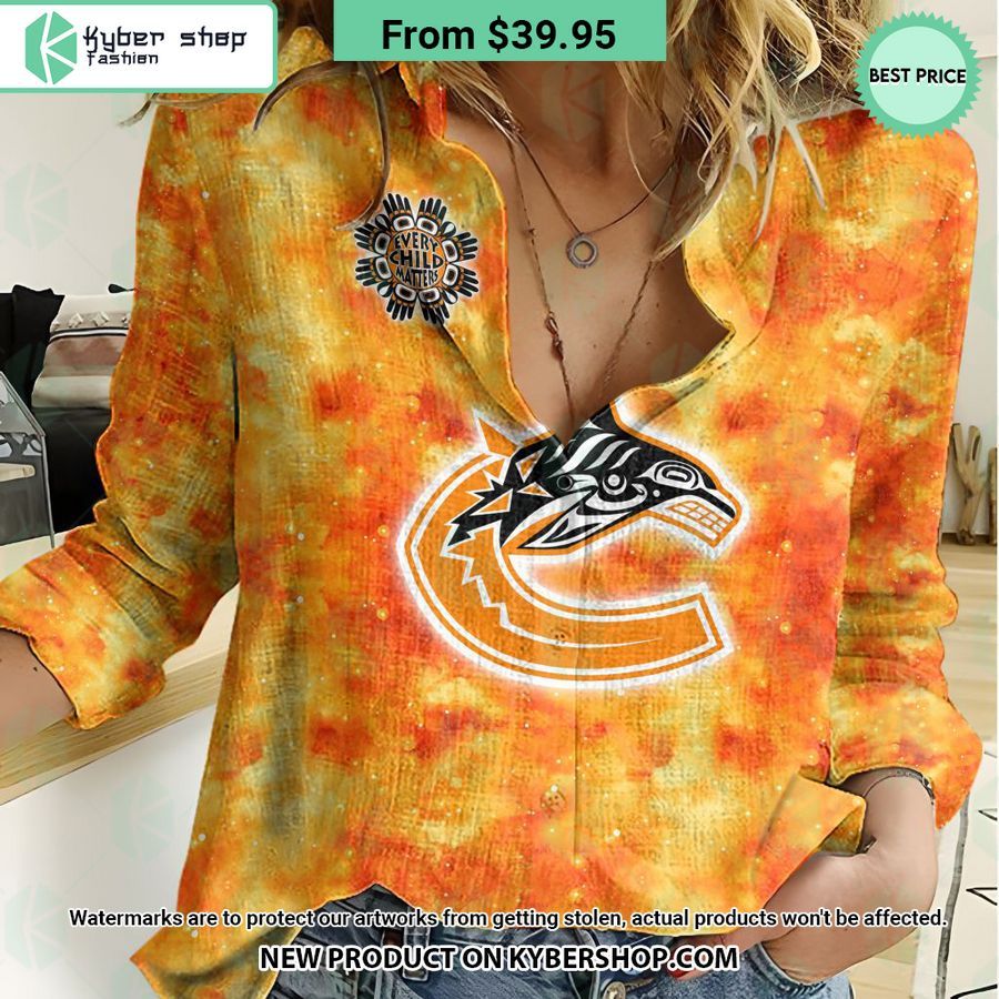 NHL Vancouver Canucks Orange Every Child Matter Women Casual Shirt
