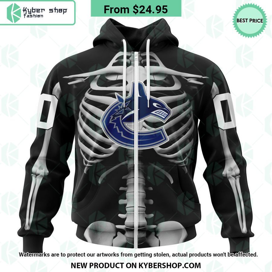 NHL Vancouver Canucks Skeleton Costume Halloween CUSTOM Hoodie