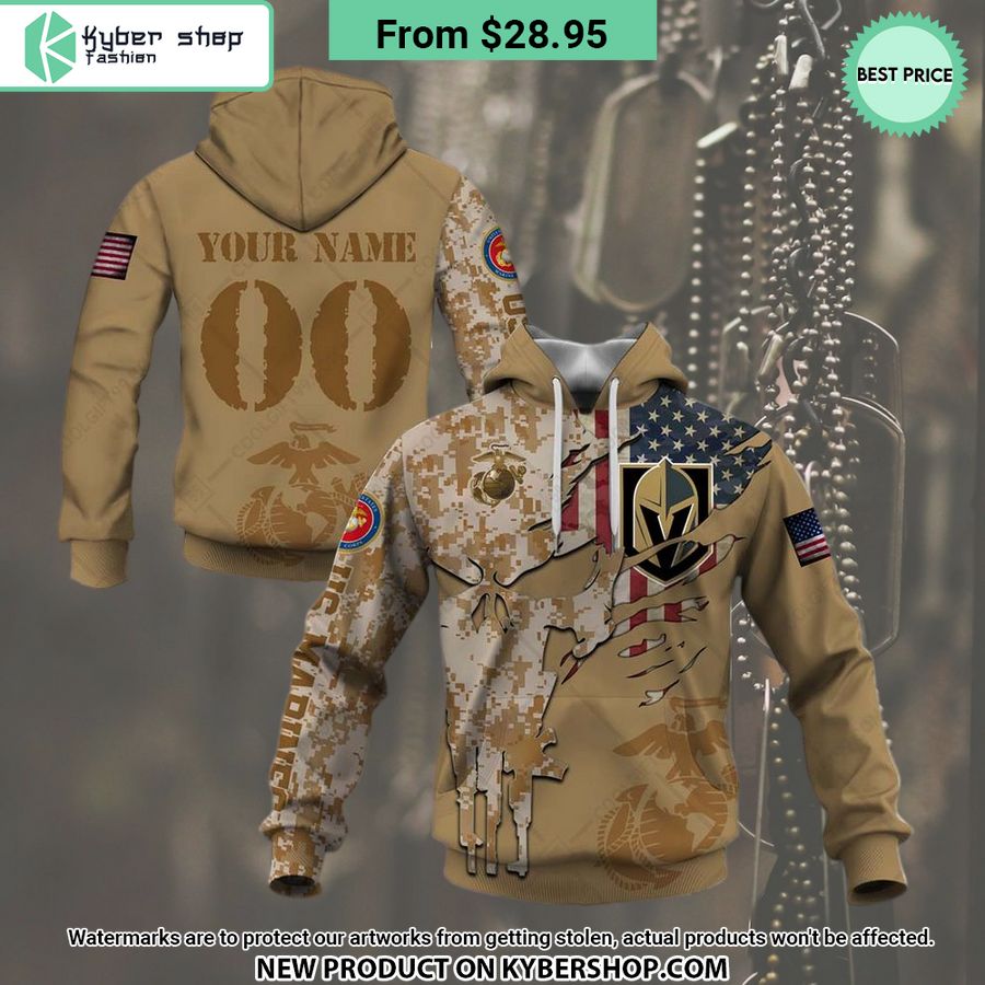 NHL Vegas Golden Knights Marine Corps Camo CUSTOM Hoodie