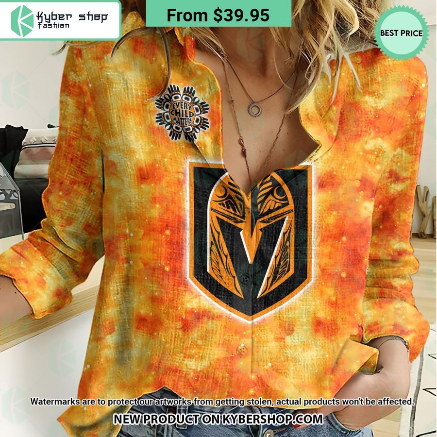 NHL Vegas Golden Knights Orange Every Child Matter Women Casual Shirt