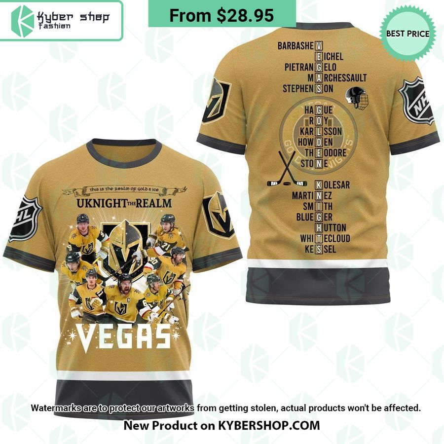 NHL Vegas Golden Knights UKNIGHT The REALM Gold T Shirt