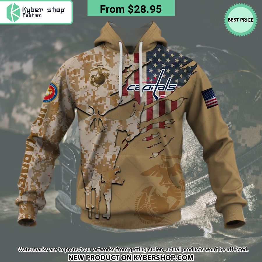 NHL Washington Capitals Marine Corps Camo CUSTOM Hoodie