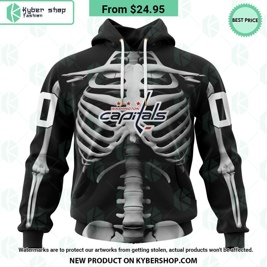 NHL Washington Capitals Skeleton Costume Halloween CUSTOM Hoodie