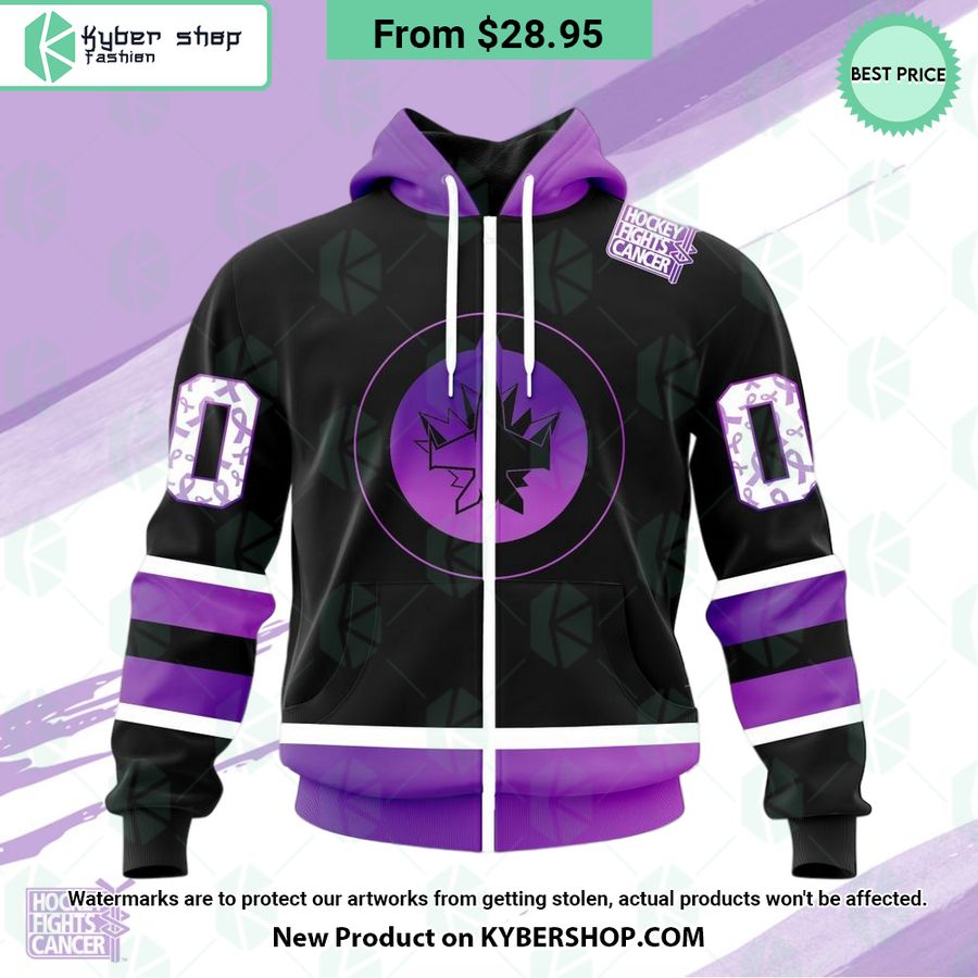 NHL Winnipeg Jets Hockey Fights Cancer Hoodie