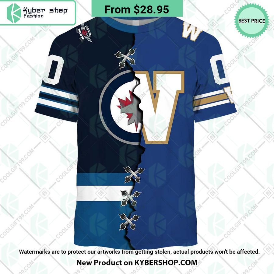 NHL Winnipeg Jets Mix CFL Winnipeg Blue Bombers Jersey CUSTOM Hoodie